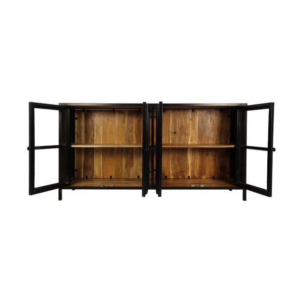 Melna akācijas masīvkoka vitrīna 170x90 cm Kingston – HSM collection-image-4