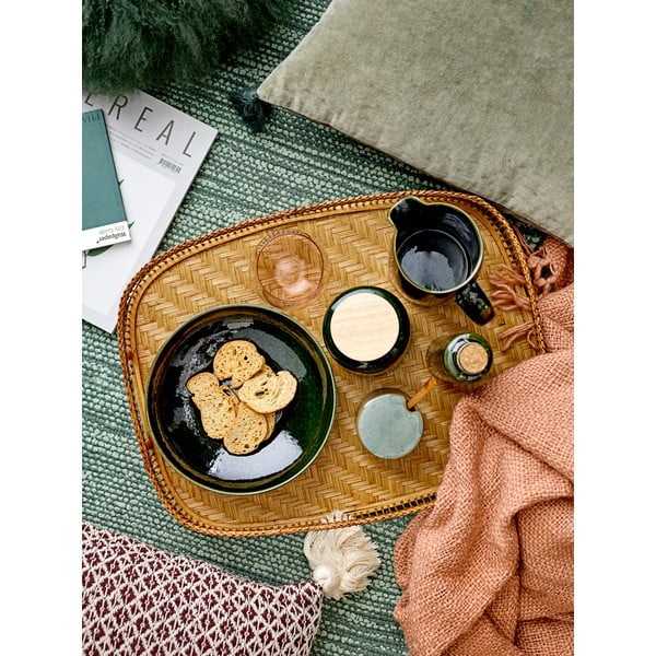 Zaļš keramikas trauks ar karoti Bloomingville Pixie-image-1