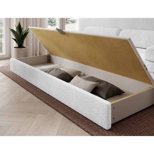 Balts salokāms/ar uzglabāšanas vietu dīvāns no buklē auduma 236 cm Elioss – ELTAP-image-4