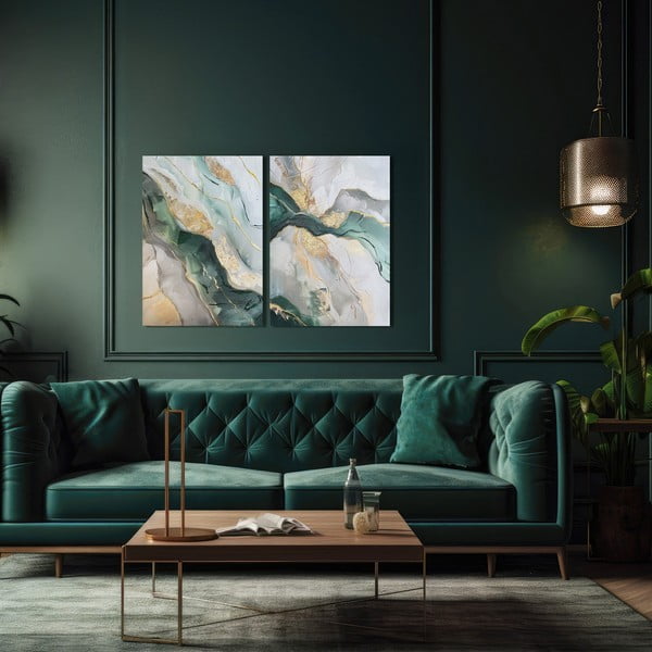 Gleznu komplekts ar roku apgleznotiem elementiem (2 gab.) 50x70 cm Aventurine – Styler-image-1