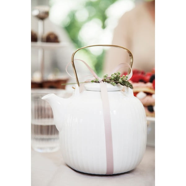 Balta porcelāna tējkanna Kähler Design Hammershoi, 1,2 l-image-1