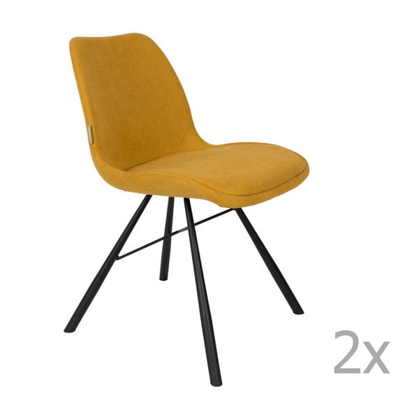 2 sinepju dzelteno Zuiver Brent krēslu komplekts