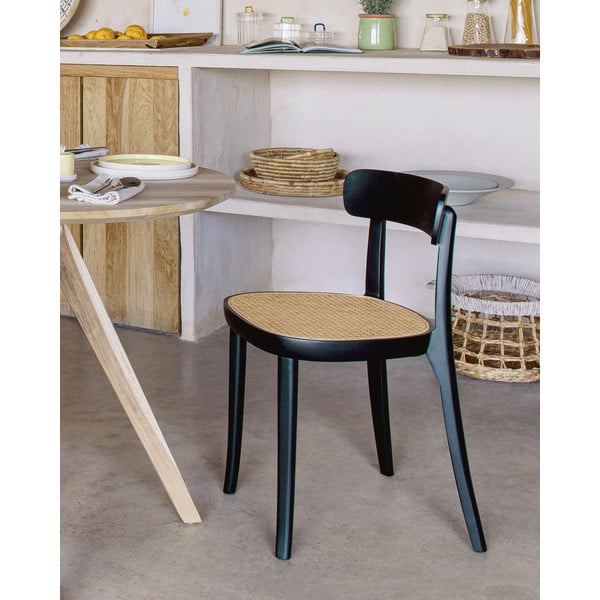 Melns ēdamistabas krēsls no dižskābarža koka Kave Home Romane-image-1