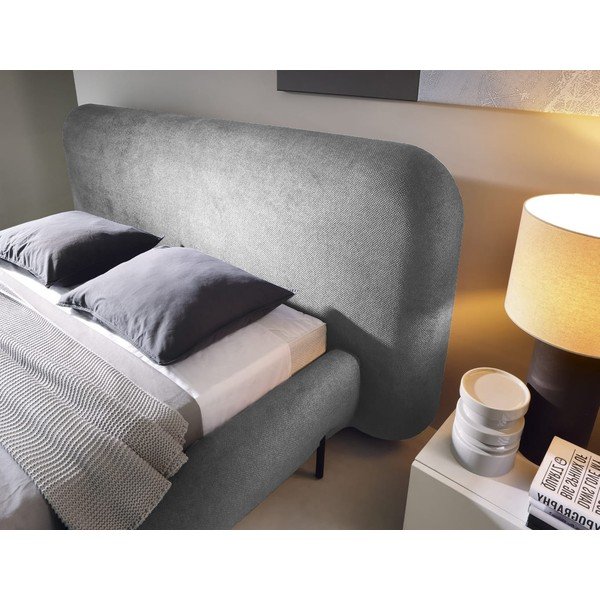 Pelēka polsterēta divvietīga gulta ar veļas kasti un ar redelēm 180x200 cm Pointt – ELTAP-image-3