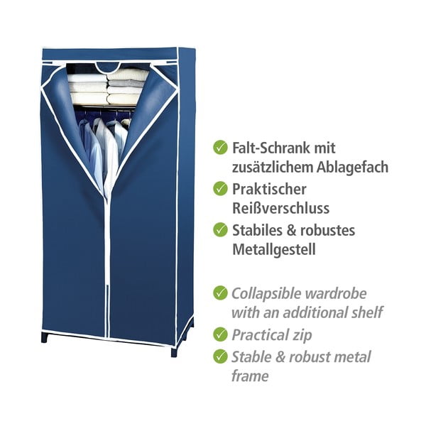 Zils auduma skapis Wenko, 160 x 50 x 75 cm-image-3