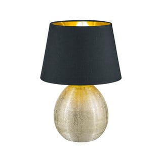 Melna keramikas un auduma galda lampa Trio Luxor, augstums 35 cm