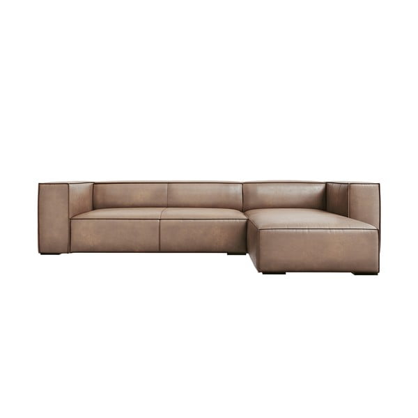 Gaiši brūns ādas stūra dīvāns (labais stūris) Madame – Windsor & Co Sofas
