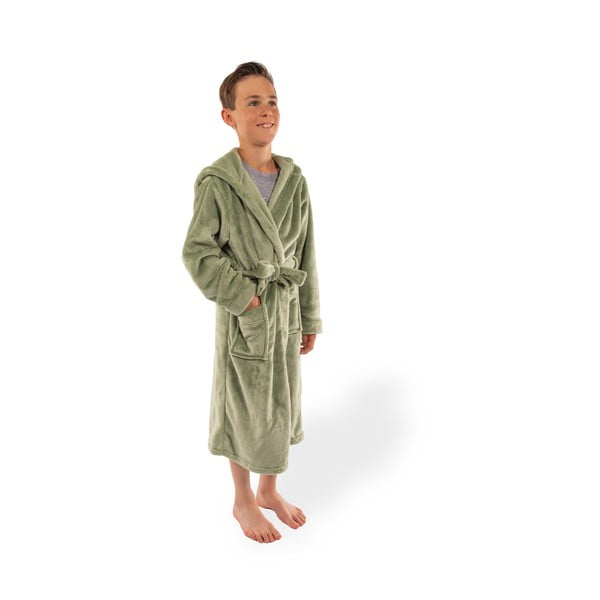 Zaļš mikroplīša bērnu halāts 122–128 izmērs Delux – Tiseco Home Studio-image-3