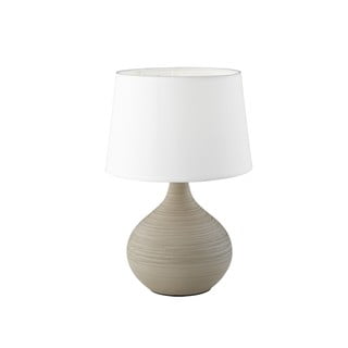 Balti brūna keramikas un auduma galda lampa Trio Martin, augstums 29 cm
