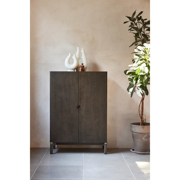 Tumši brūns skapītis ar ozolkoka imitāciju 90x130 cm Arun – Unique Furniture-image-2