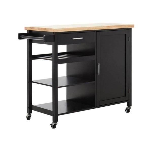 Gumijkoka masīvkoka virtuves sala uz riteņiem 48x105 cm Frankfurt – Premier Housewares
