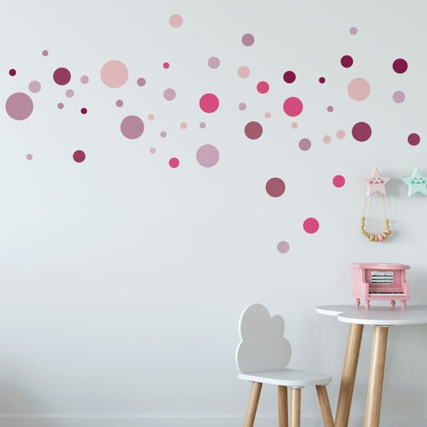 Komplekts ar 100 rozā sienas uzlīmēm Ambiance Round Stickers-image-4