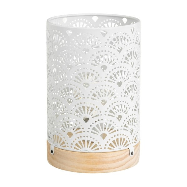 Balta galda lampa no metāla (augstums 20 cm) – Casa Selección