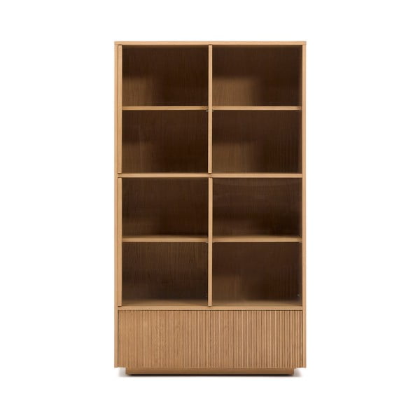 Dabīga toņa vitrīna ar ozolkoka imitāciju ar bīdāmām durvīm 100x174x40 cm Helvine – Kave Home