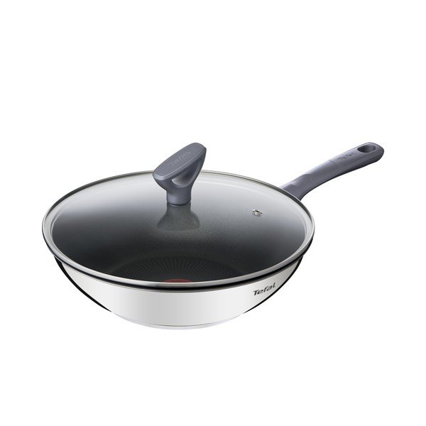 Wok nerūsējošā tērauda panna ar vāku/ar nelīpošu pārklājumu ø 28 cm Daily Cook G7309955 – Tefal