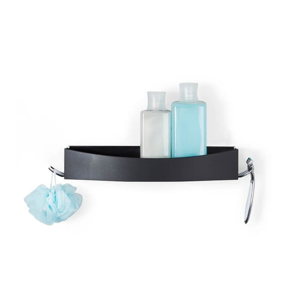 Melns pie sienas montējams pašturošs dušas plaukts Compactor Clever Flip Shower Shelf-image-4