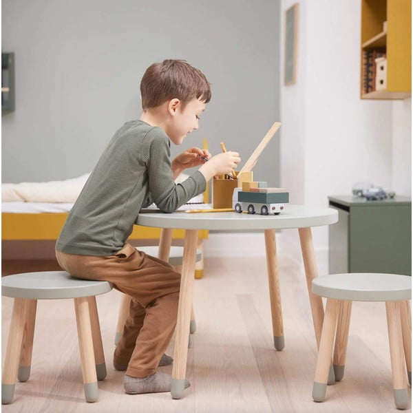 Zaļš bērnu galds Flexa Dots, ø 60 cm-image-1