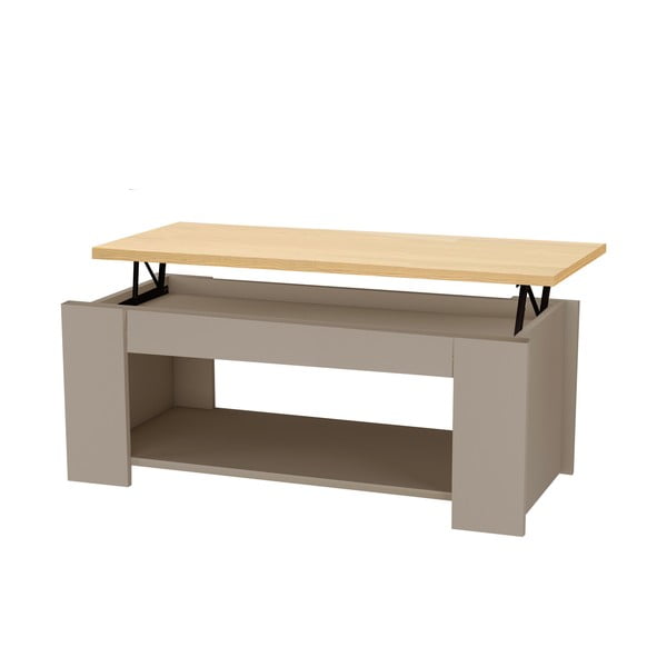 Pelēks/dabīga toņa žurnālgaldiņš ar ozolkoka imitācijas galda virsmu 105x47 cm Emerald – Støraa-image-2