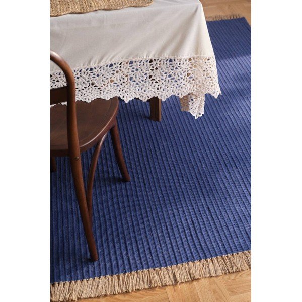 Zils ar rokām darināts paklājs no kokvilnas maisījuma 160x230 cm Channa – Jotex-image-1
