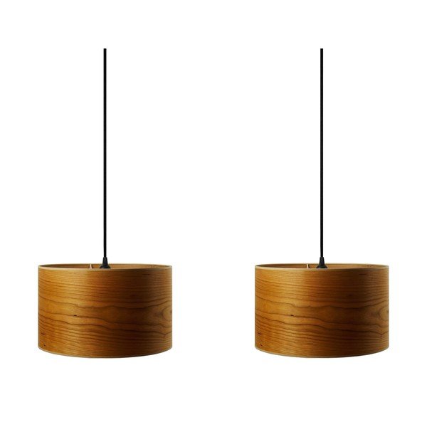 Dubultā piekaramā lampa no dabīgā ķiršu koka finiera Sotto Luce Tsuri, ⌀ 90 cm-image-1