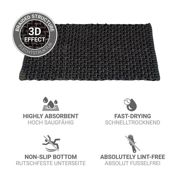 Antracīta pelēks tekstila vannas istabas paklājiņš 50x80 cm Ecoli – Wenko-image-4