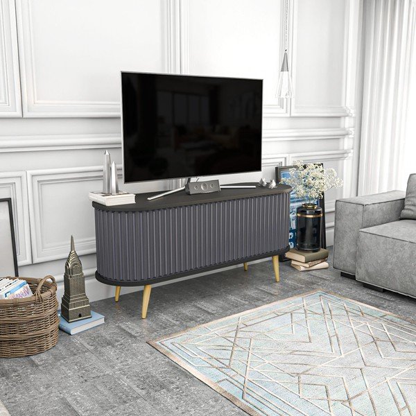 Melns/antracīta pelēks TV galdiņš 140x64 cm Stor – Kalune Design-image-1