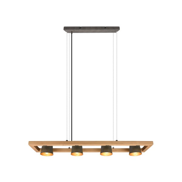 Pelēka/dabīga toņa piekaramā lampa Bell – Trio-image-4