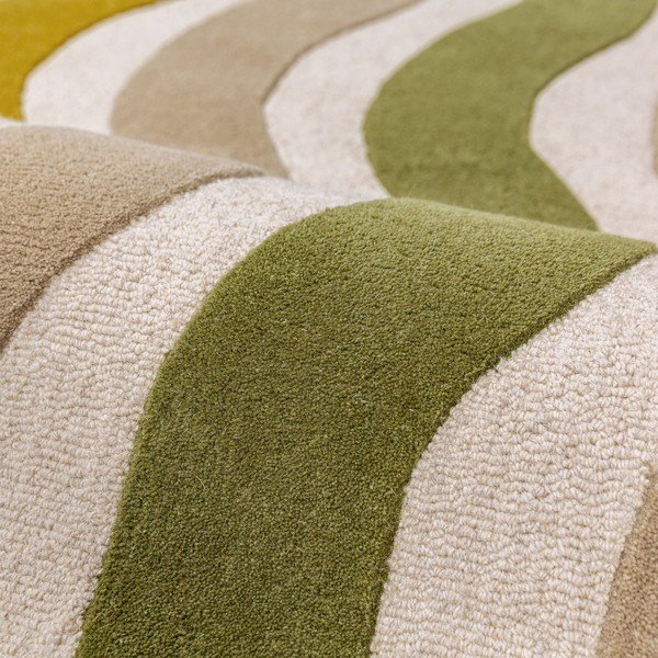 Zaļš/dabīga toņa ar rokām darināts vilnas paklājs 200x290 cm Cascade Wool – Flair Rugs-image-3