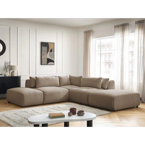 Pelēkbrūns regulējams modulārais stūra dīvāns Jana – Bobochic Paris-image-2