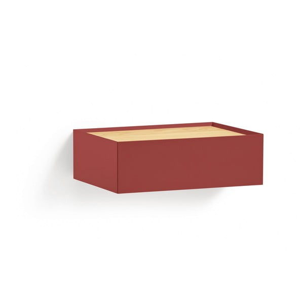 Sarkans piekarināms naktsskapītis ar ozolkoka imitācijas galda virsmu Arista – Teulat