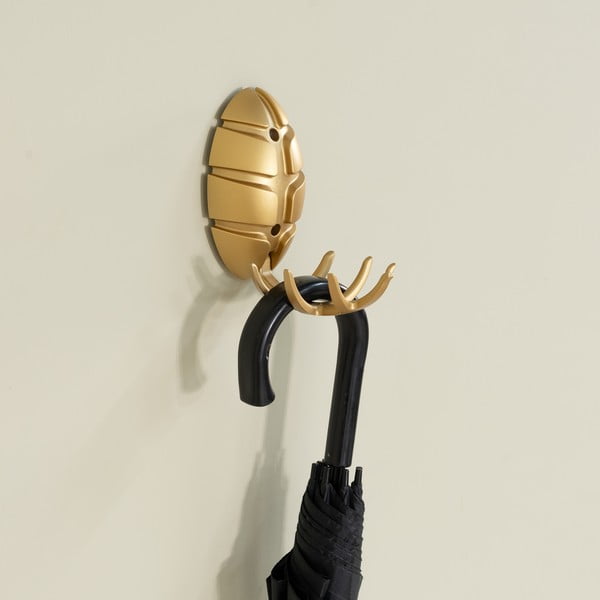 Zelta krāsas plastmasas sienas āķis Bug – Spinder Design-image-4