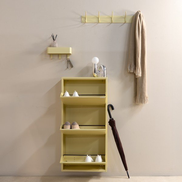 Gaiši dzeltens tērauda atverams/piekarināms apavu plaukts 50x103x15 cm Billy – Spinder Design-image-2