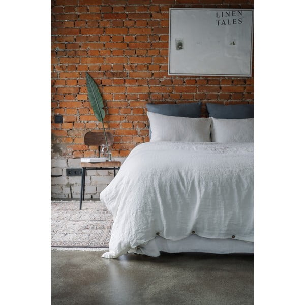 Balts lina elastīgs palags Linen Tales, 180 x 200 cm-image-4