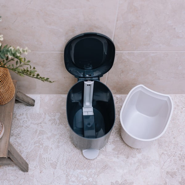 Tumši pelēka plastmasas atkritumu tvertne ar pedāli 3,5 l – Addis-image-2