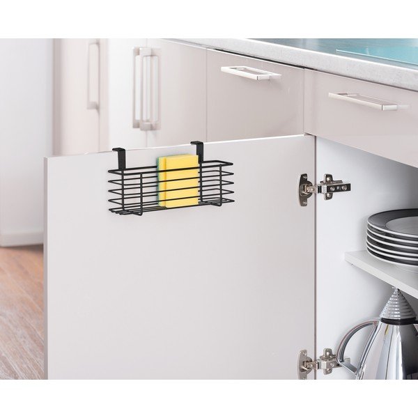 Melns piekaramais metāla grozs virtuves durvīm Wenko Slim, 24 x 10 cm-image-1