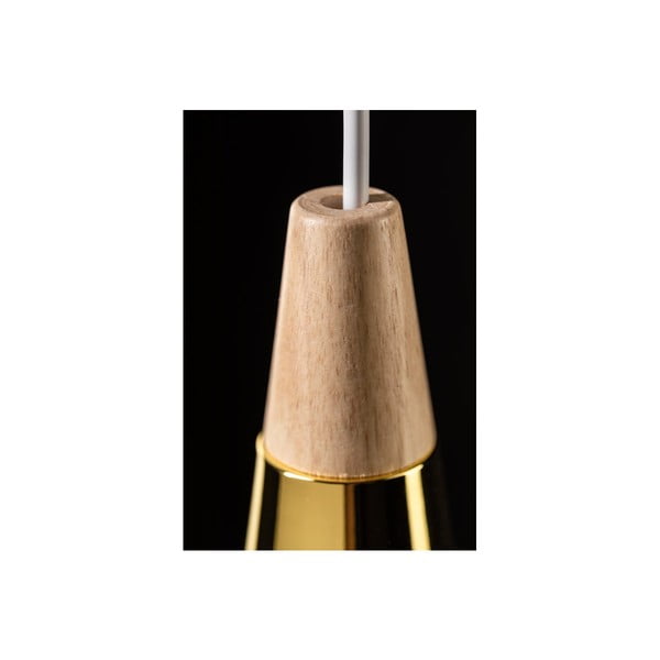 Pelēka piekaramā lampa ar koka abažūru/ar metāla abažūru Skandi – GTV-image-3