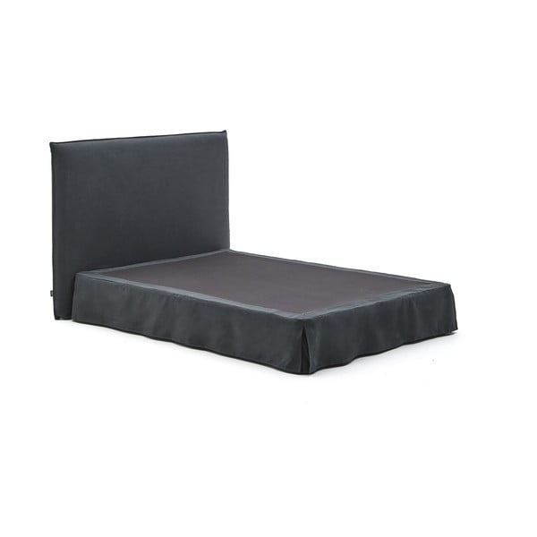 Antracīta pelēka polsterēta divvietīga gulta 160x200 cm Jaira – Kave Home