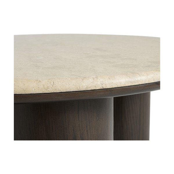 Tumša dabīga toņa apaļš žurnālgaldiņš ar marmora virsmu ø 90 cm Piazze – Unique Furniture-image-2