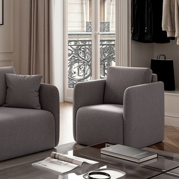 Pelēks samta atpūtas krēsls Chaum – Rodier-image-3