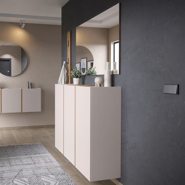 Krēmkrāsas/dabīga toņa priekšnama iekārta 168x200x37 cm Libbiano – Germania-image-1