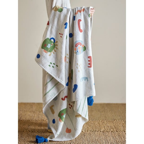 Krēmkrāsas bērnu sega no pārstrādātas kokvilnas 130x160 cm Sylvie – Bloomingville Mini-image-1