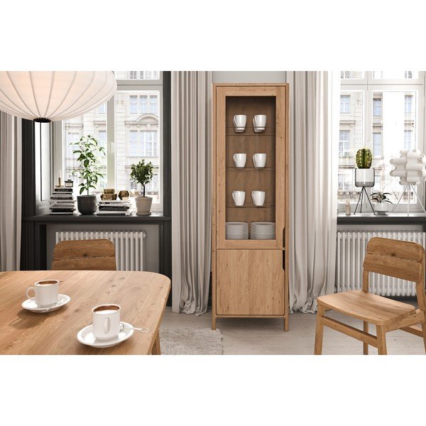 Dabīga toņa ozola masīvkoka vitrīna 59x188 cm Twig – The Beds-image-3
