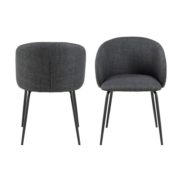 Tumši pelēki polsterēti ēdamistabas krēsli ar roku balstiem (2 gab.) Eleanor – Actona-image-2
