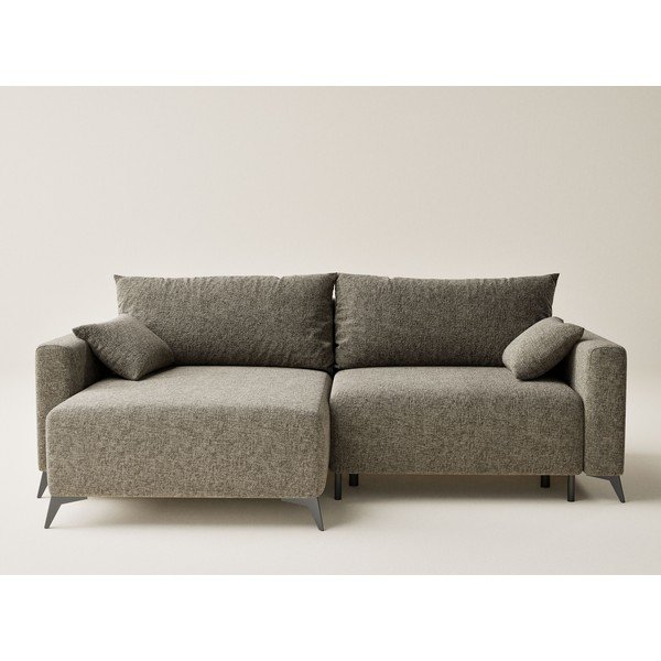 Brūns salokāms stūra dīvāns no šenila auduma ar uzglabāšanas vietu (ar kreiso stūri/ar zvilni) Leon – Maison de Rêve-image-2