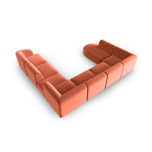 Rozā samta stūra dīvāns (ar labo stūri/U veida) Paolo – Milo Casa-image-3