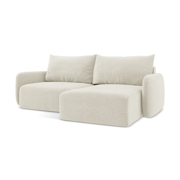 Krēmkrāsas salokāms/ar uzglabāšanas vietu stūra dīvāns (ar labo stūri) Kalena – Makamii-image-1