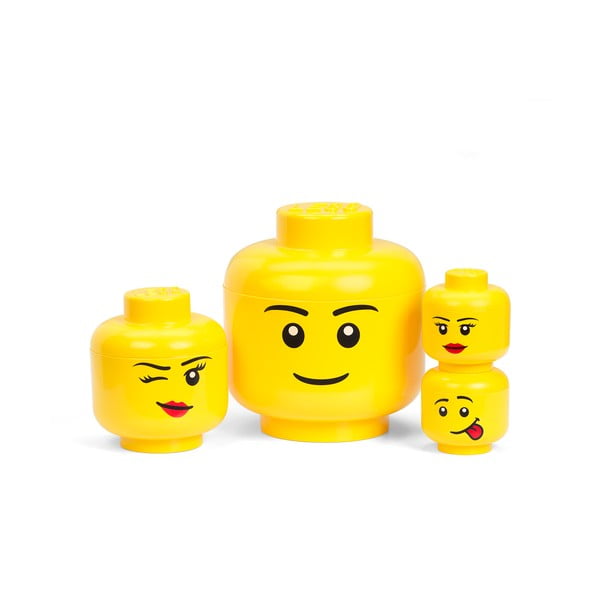 Dzeltena glabāšanas kaste LEGO® silly head, 10,5 x 10,6 x 12 cm-image-3