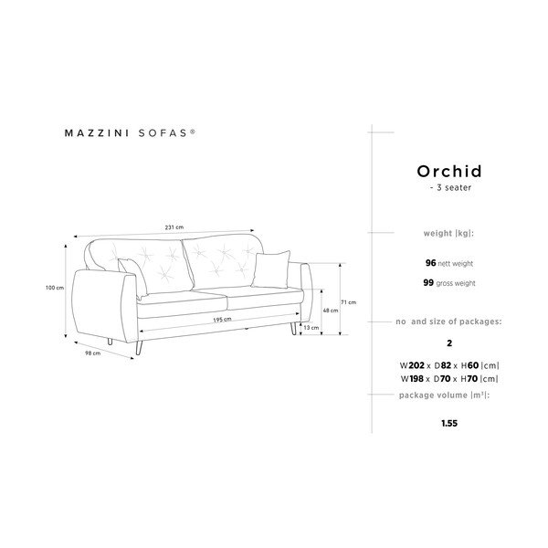 Mazzini Sofas Orchid tumši pelēks trīsvietīgs dīvāns ar glabāšanas vietu-image-2