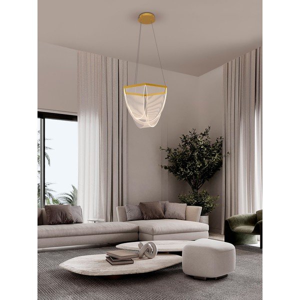 Zelta krāsas alumīnija LED piekaramā lampa ar regulējamu spilgtumu ar akrila stikla abažūru ø 52 cm Valentin – Nova Luce-image-1