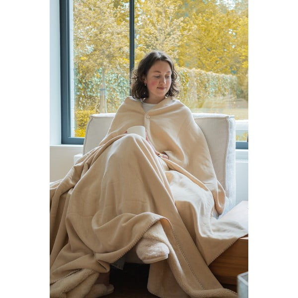 Ziloņkaula krāsas mikroplīša pleds 150x200 cm Tomo – Tiseco Home Studio-image-1